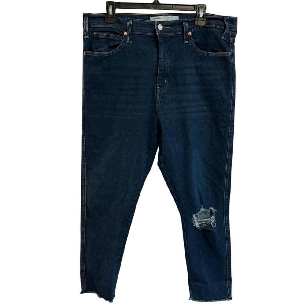 Signature By Levi Strauss Woman’s Heritage High Rise Skinny Jeans Raw Hems, 16